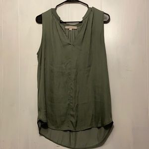 Green V-neck tank top